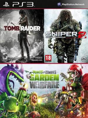 3 juegos en 1 Tomb Raider Digital Edition Mas Sniper Ghost Warrior 2 Mas Plants vs. Zombies Garden Warfare PS3