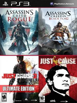 4 JUEGOS EN 1 Assassins Creed Black Flag Mas Assassins Creed Rogue Mas Just Cause Mas Just Cause 2 Ultimate Edition PS3