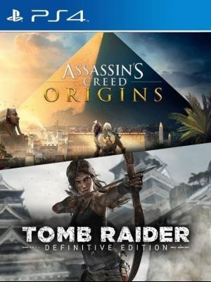 2 JUEGOS EN 1 Assassins Creed Origins mas Tomb Raider Definitive Edition PS4